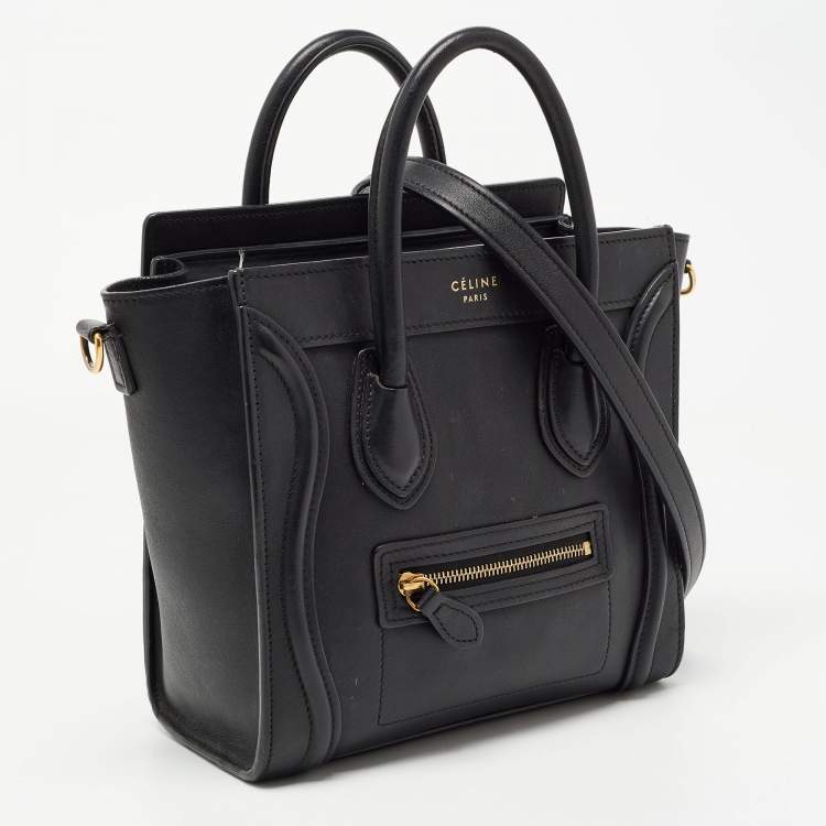 Pre Owned Celine Black Leather Nano Luggage Tote