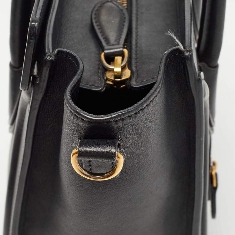 Pre Owned Celine Black Leather Nano Luggage Tote