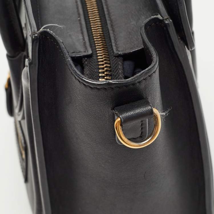 Pre Owned Celine Black Leather Nano Luggage Tote