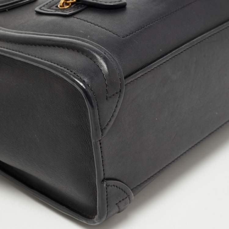 Pre Owned Celine Black Leather Nano Luggage Tote