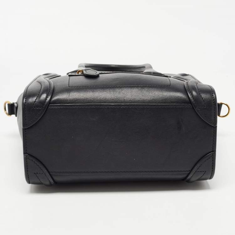 Pre Owned Celine Black Leather Nano Luggage Tote