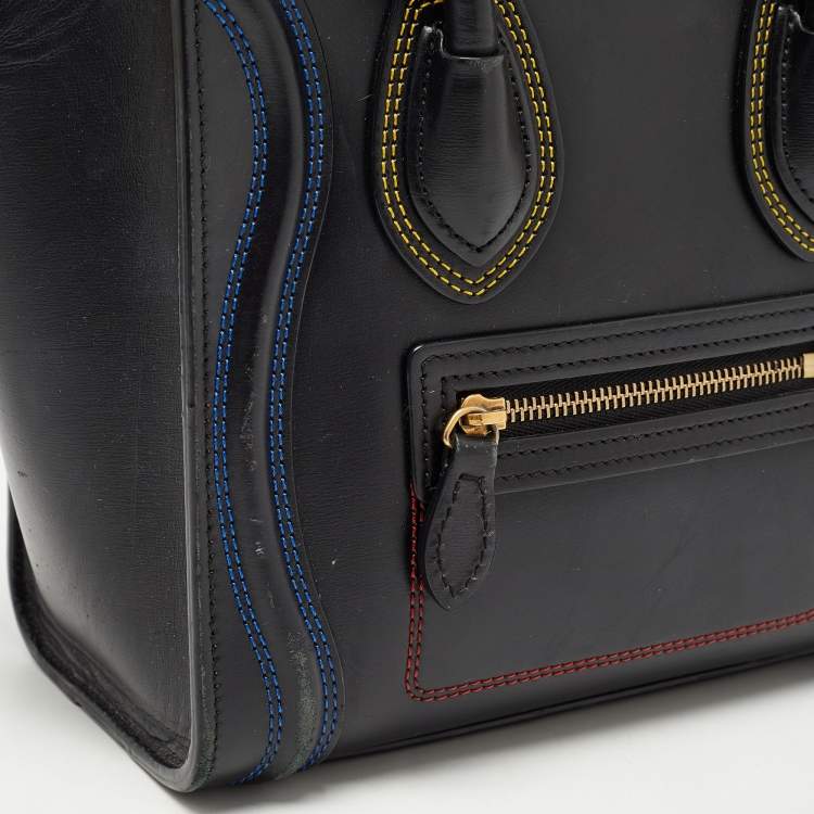 Pre Owned Céline Black Leather Nano Luggage Tote