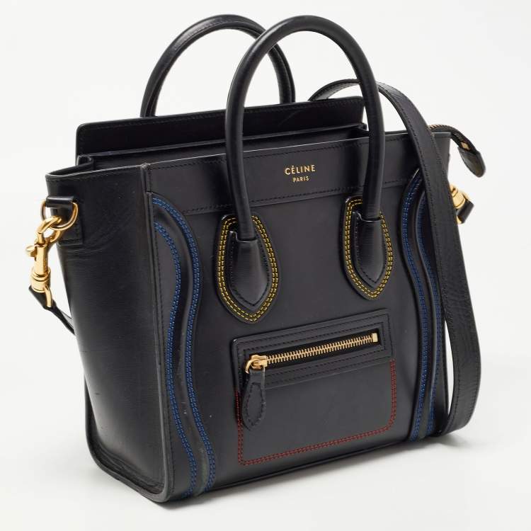 Pre Owned Céline Black Leather Nano Luggage Tote