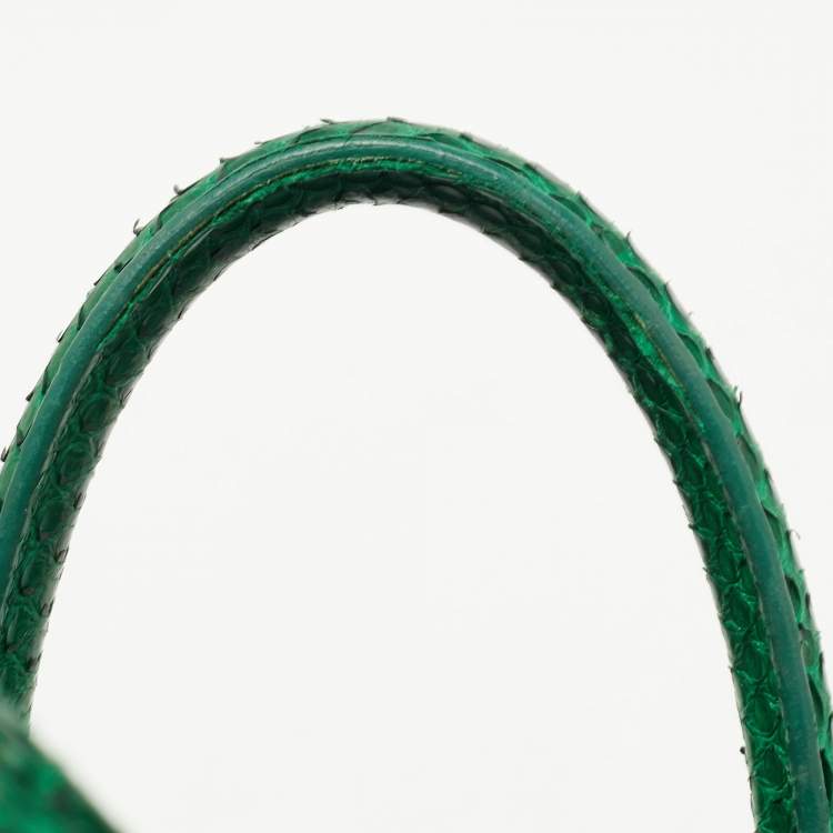 Pre Owned Celine Green Python Nano Luggage Tote