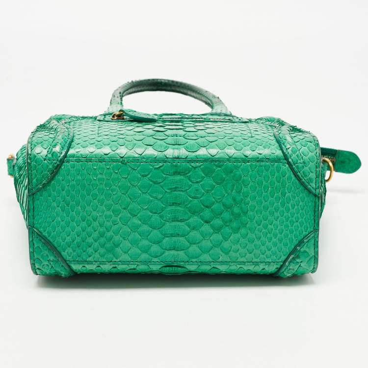 Pre Owned Celine Green Python Nano Luggage Tote