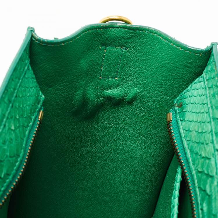 Pre Owned Celine Green Python Nano Luggage Tote