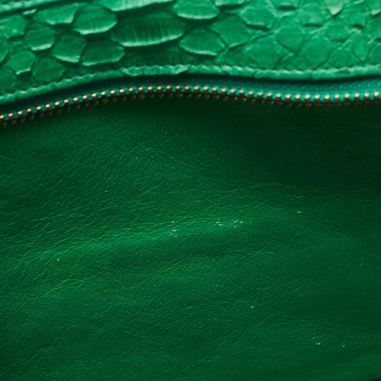 Pre Owned Celine Green Python Nano Luggage Tote