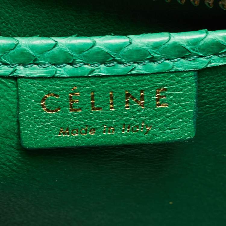 Pre Owned Celine Green Python Nano Luggage Tote