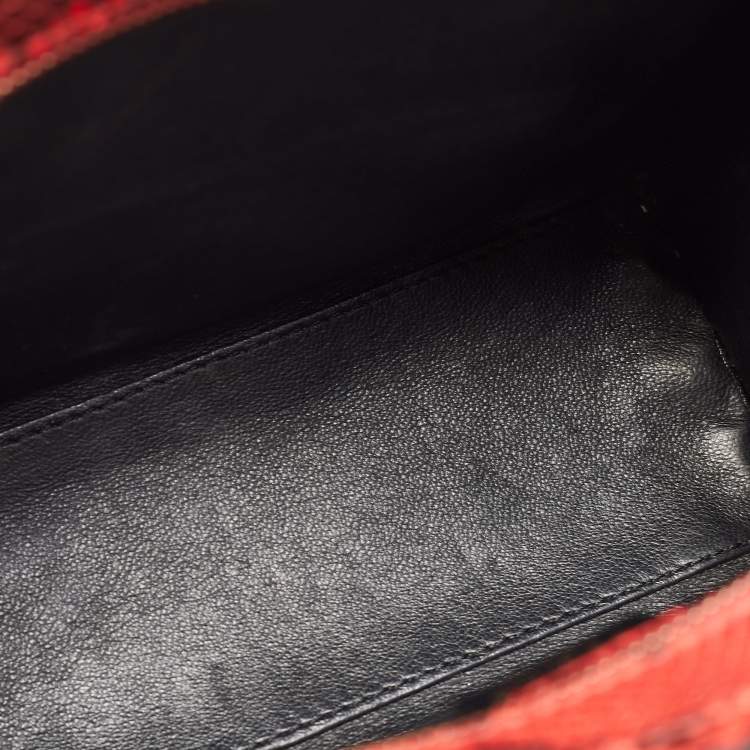 Pre Owned Celine Red/Black Python and Leather Nano  Luggage Tote