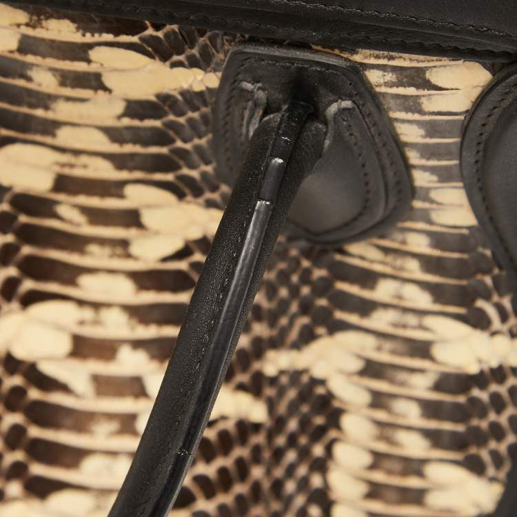 Pre Owned Celine Tri Color Watersnake and Leather Nano Luggage Tote