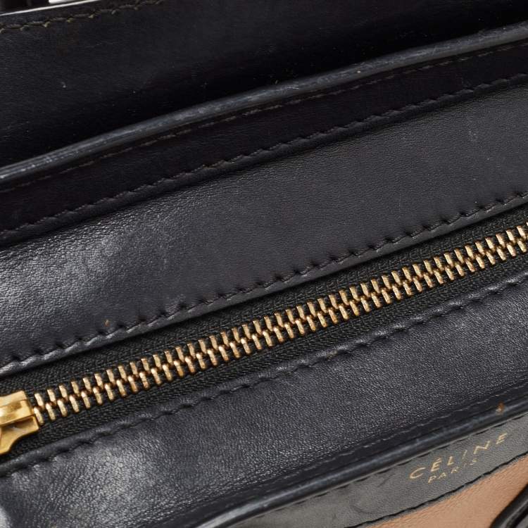 Pre Owned Celine Tri Color Leather Nano Luggage Tote