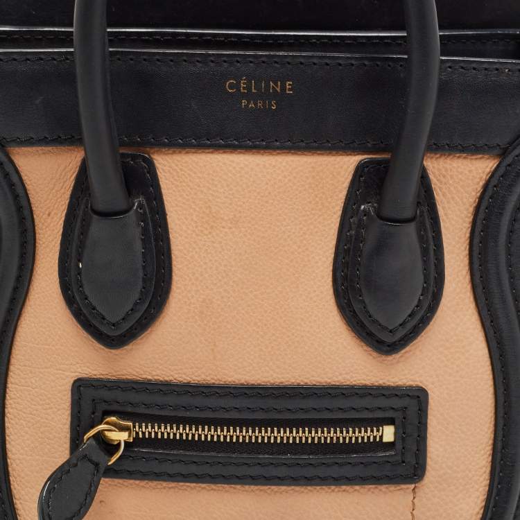 Pre Owned Celine Tri Color Leather Nano Luggage Tote