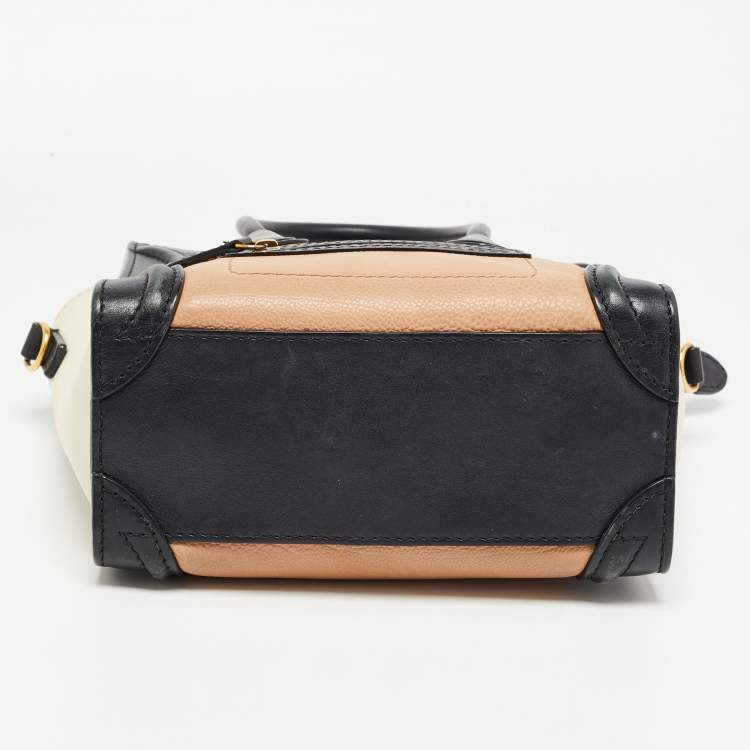 Pre Owned Celine Tri Color Leather Nano Luggage Tote