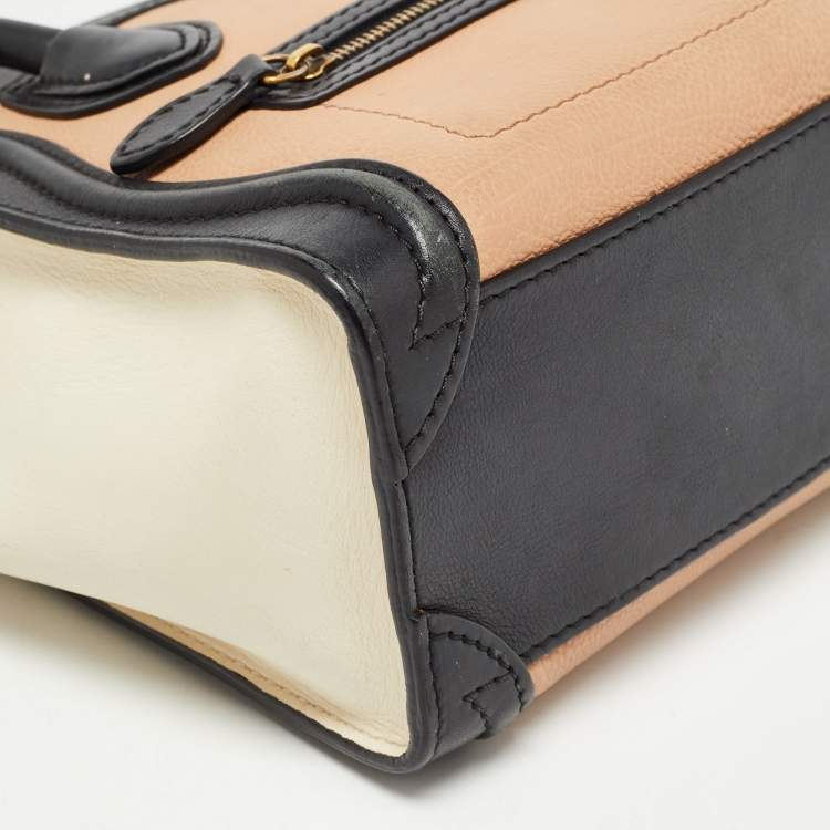 Pre Owned Celine Tri Color Leather Nano Luggage Tote
