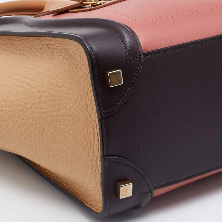 Pre Owned Celine Multicolor Leather Micro Luggage Tote
