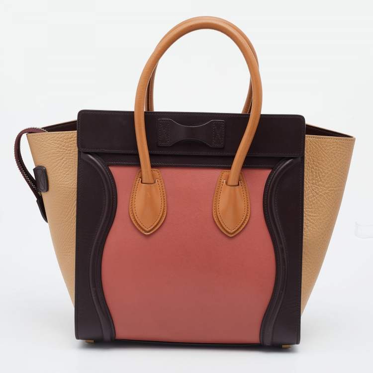 Pre Owned Celine Multicolor Leather Micro Luggage Tote