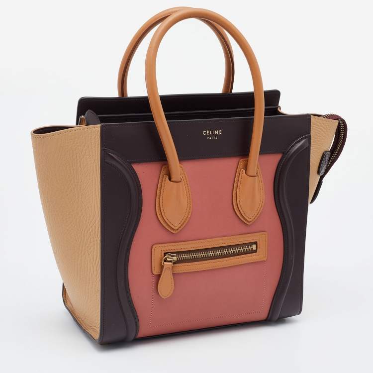 Pre Owned Celine Multicolor Leather Micro Luggage Tote