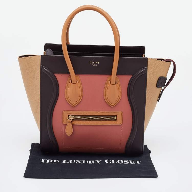 Pre Owned Celine Multicolor Leather Micro Luggage Tote