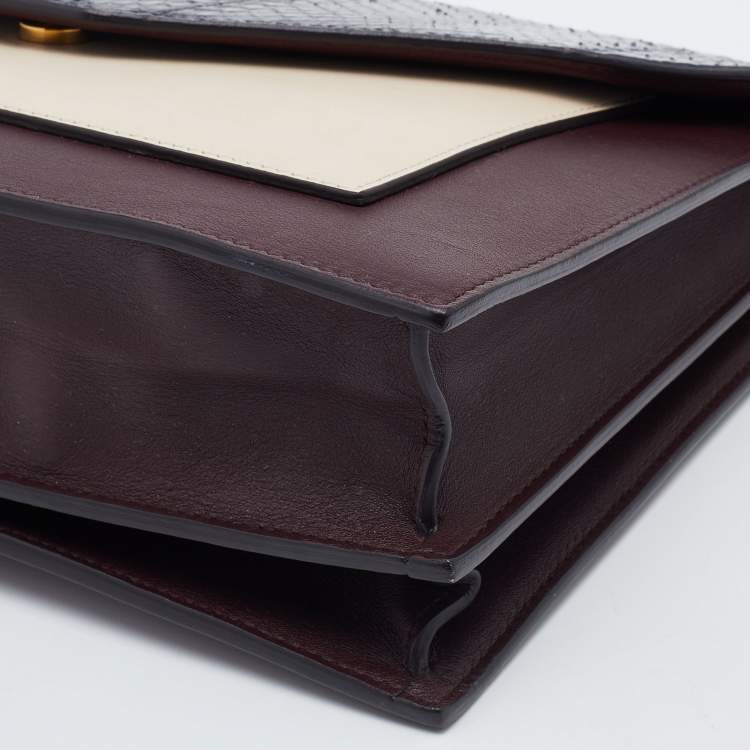 Pre Owned Celine Multicolor Leather and Watersnake Leather Pocket Envelope Shoulder Bag