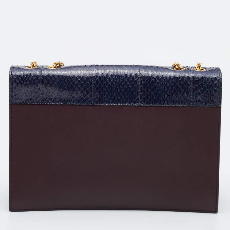 Pre Owned Celine Multicolor Leather and Watersnake Leather Pocket Envelope Shoulder Bag