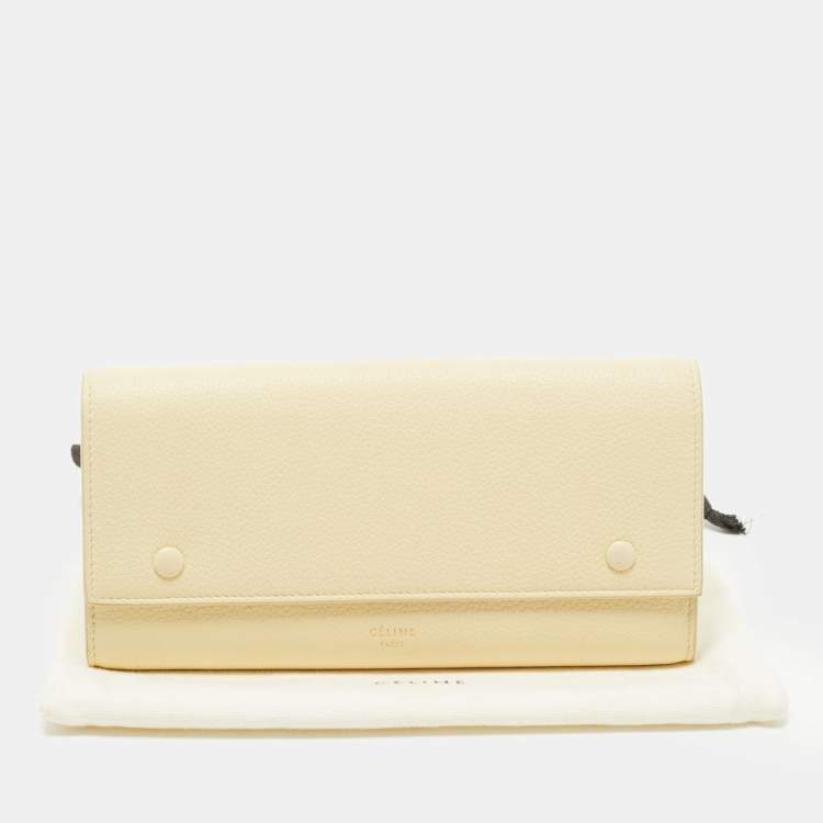Pre Owned Celine Cream Leather Multifunction Flap Wallet