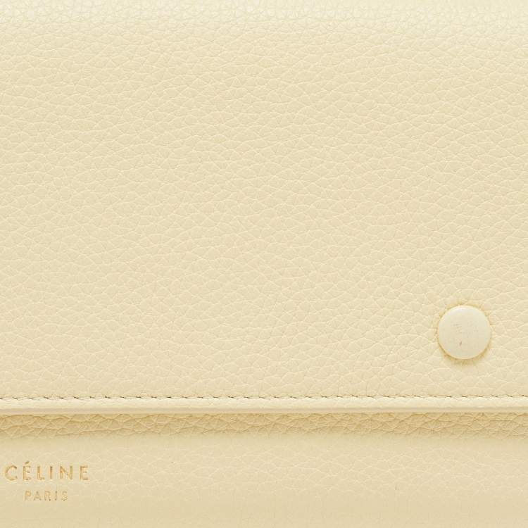 Pre Owned Celine Cream Leather Multifunction Flap Wallet