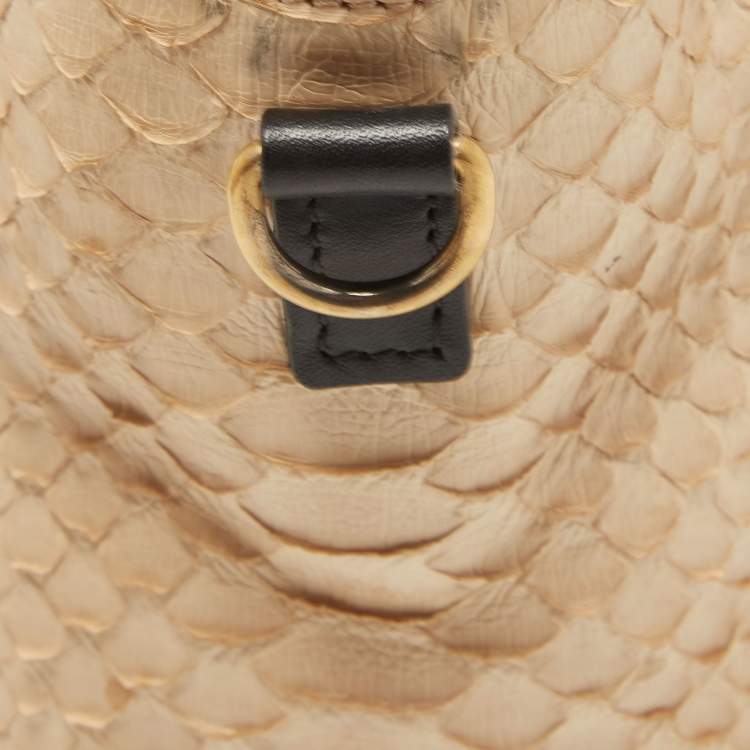 Pre Owned Celine Black/Beige Python and Leather Nano Luggage Tote