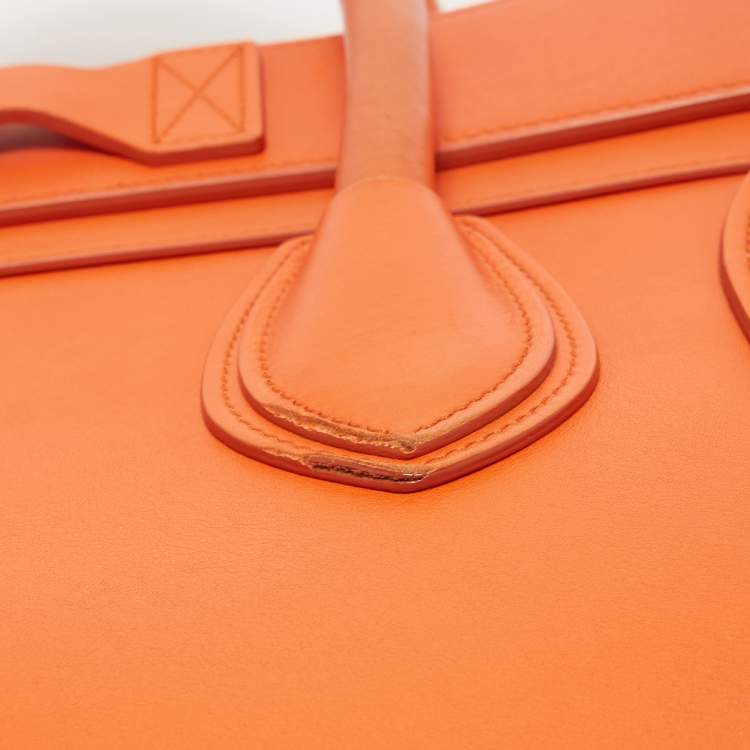 Pre Owned Celine Orange Leather Mini Luggage Tote