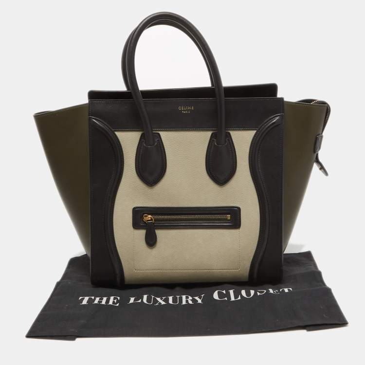 Pre Owned Celine Tricolor Nubuck and Leather Mini Luggage Tote
