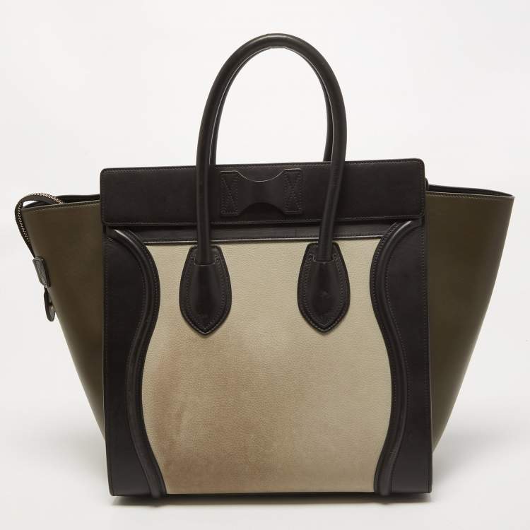 Pre Owned Celine Tricolor Nubuck and Leather Mini Luggage Tote
