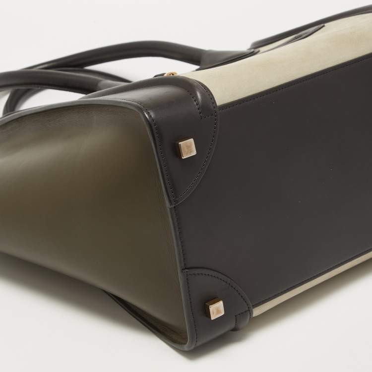 Pre Owned Celine Tricolor Nubuck and Leather Mini Luggage Tote