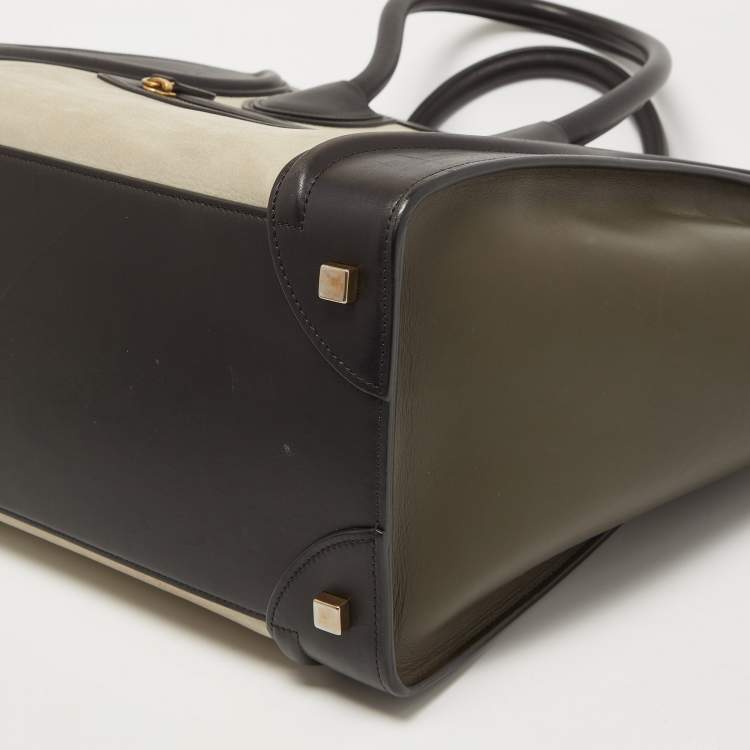Pre Owned Celine Tricolor Nubuck and Leather Mini Luggage Tote