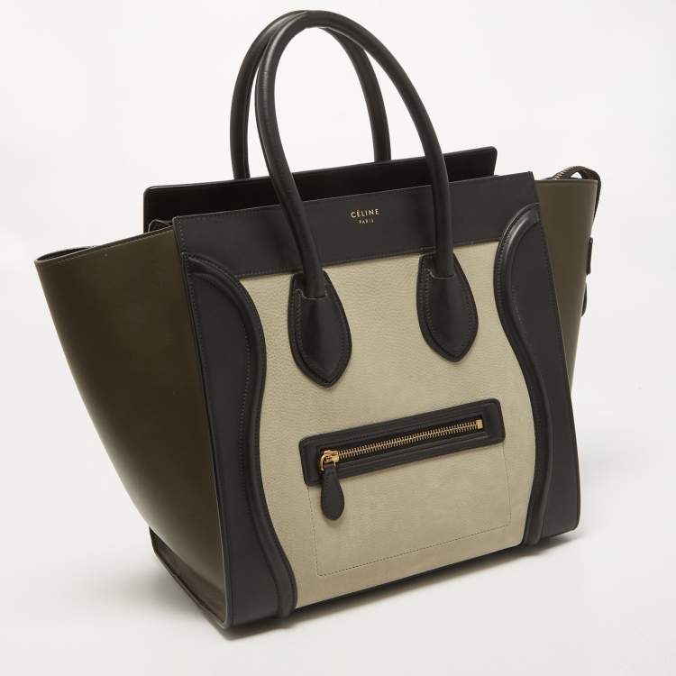 Pre Owned Celine Tricolor Nubuck and Leather Mini Luggage Tote