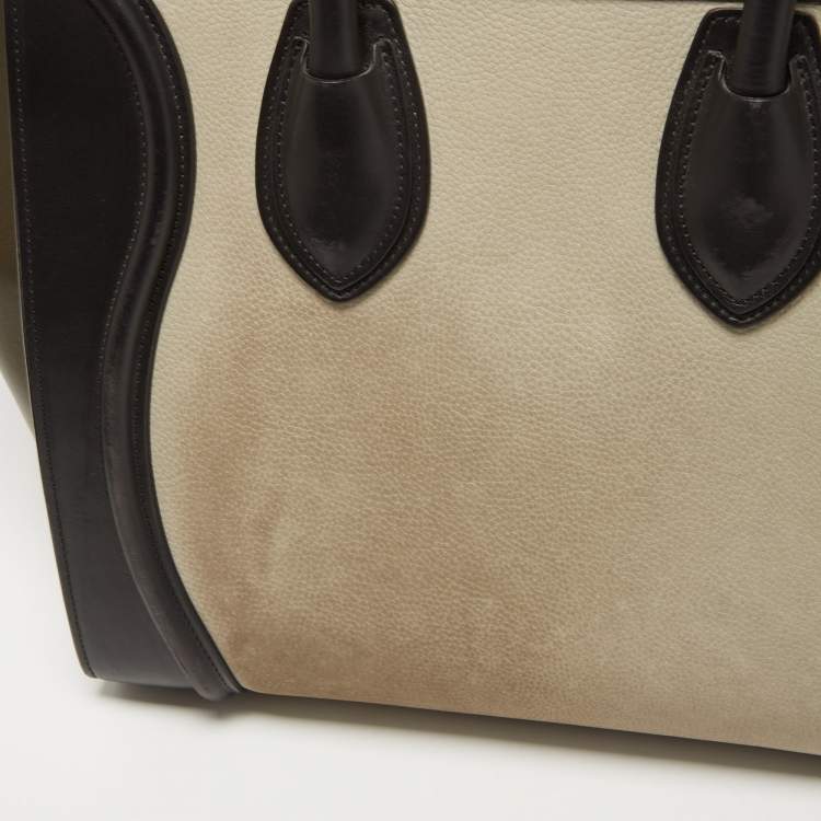 Pre Owned Celine Tricolor Nubuck and Leather Mini Luggage Tote