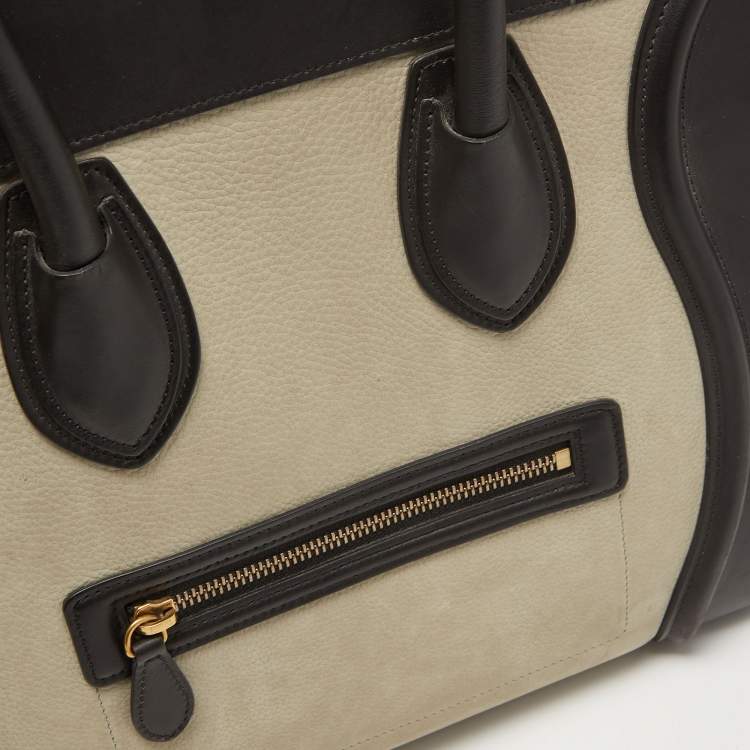 Pre Owned Celine Tricolor Nubuck and Leather Mini Luggage Tote