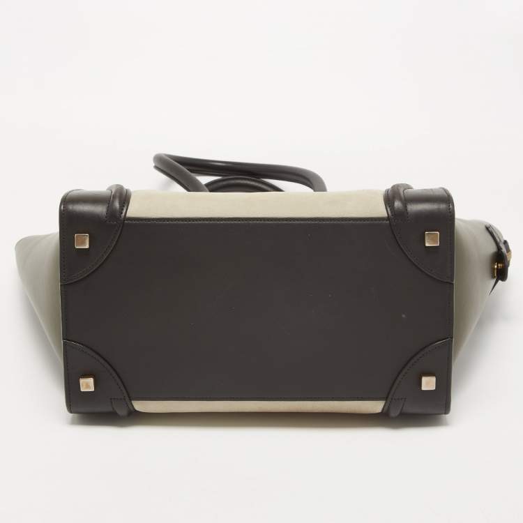 Pre Owned Celine Tricolor Nubuck and Leather Mini Luggage Tote