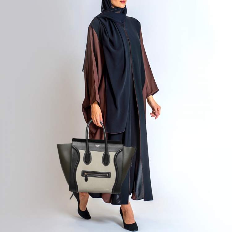 Pre Owned Celine Tricolor Nubuck and Leather Mini Luggage Tote