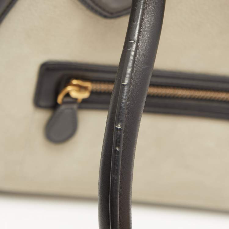 Pre Owned Celine Tricolor Nubuck and Leather Mini Luggage Tote