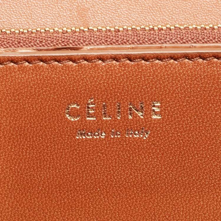 Pre Owned Celine Brown Glossy Crocodile Medium Classic Box Shoulder Bag