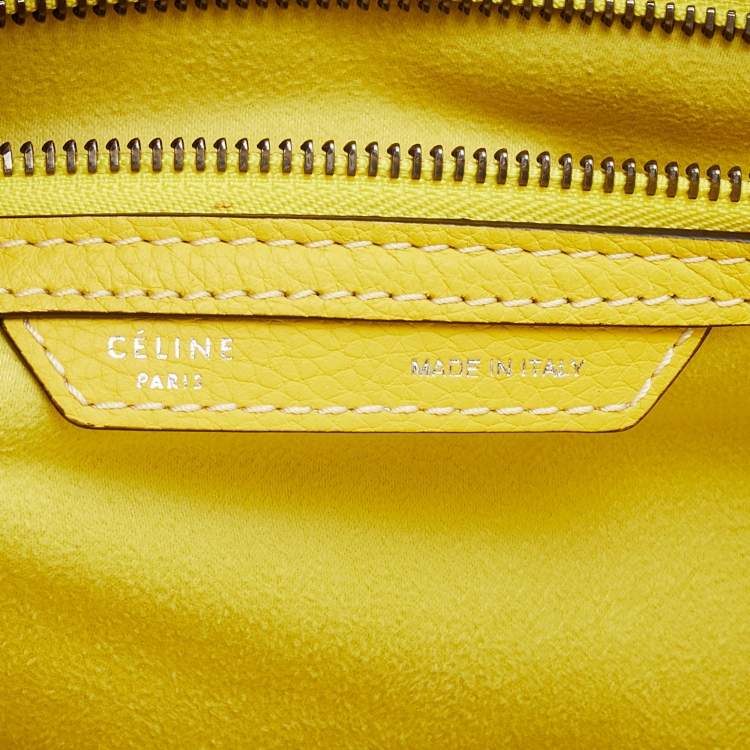 Pre Owned Celine Yellow Leather Mini Luggage Tote