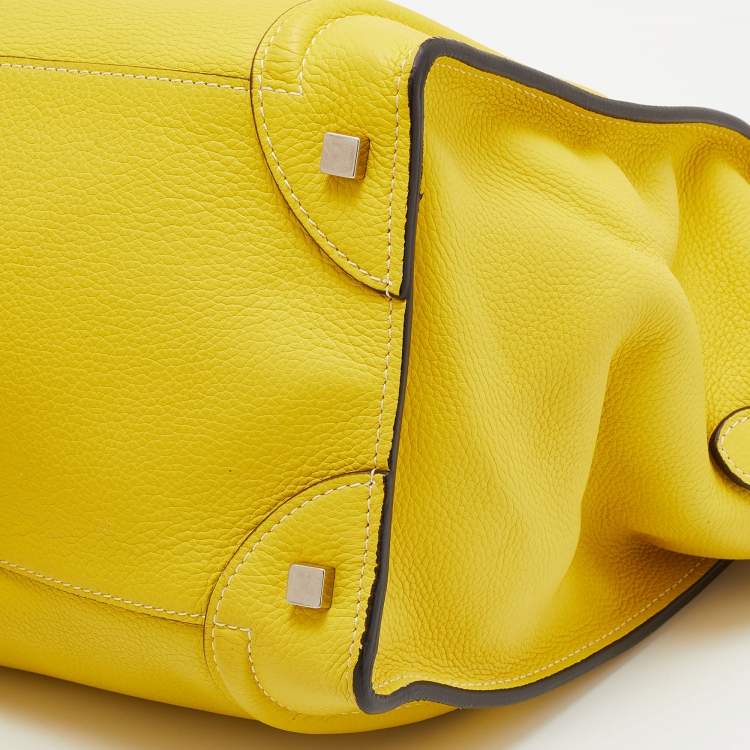 Pre Owned Celine Yellow Leather Mini Luggage Tote