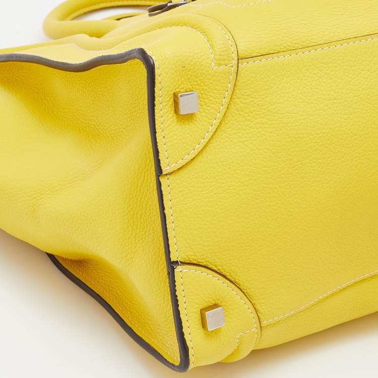 Pre Owned Celine Yellow Leather Mini Luggage Tote