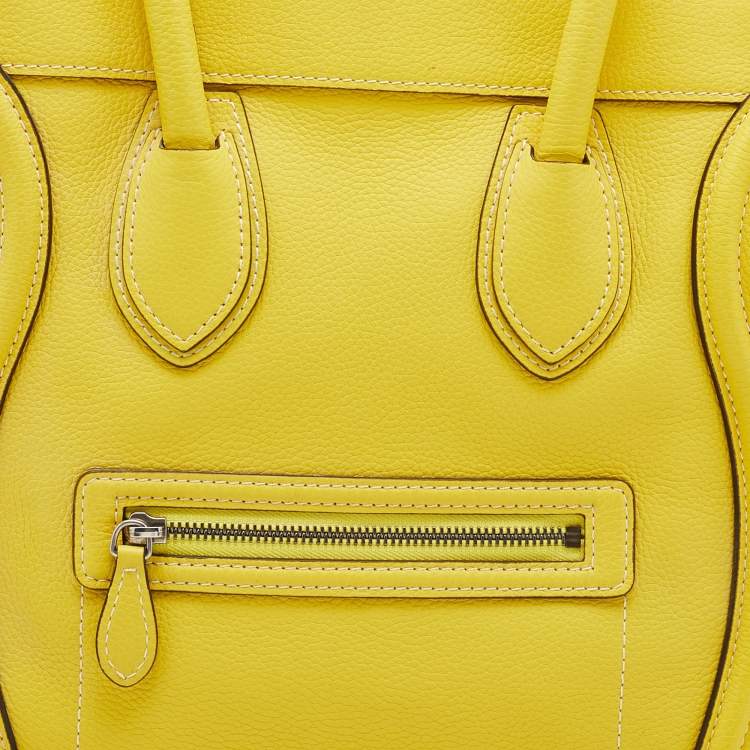 Pre Owned Celine Yellow Leather Mini Luggage Tote