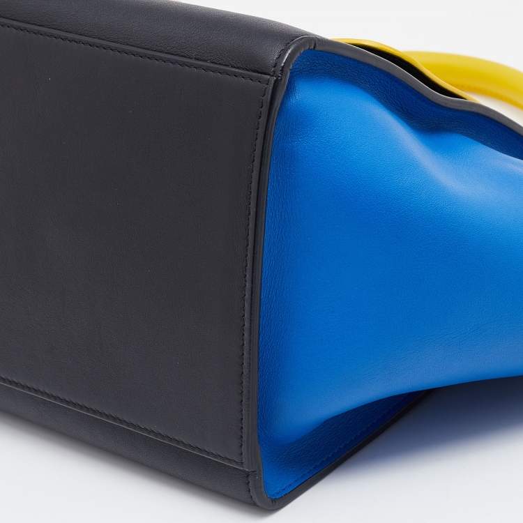 Pre Owned Celine Tri Color Leather Small Trapeze Bag