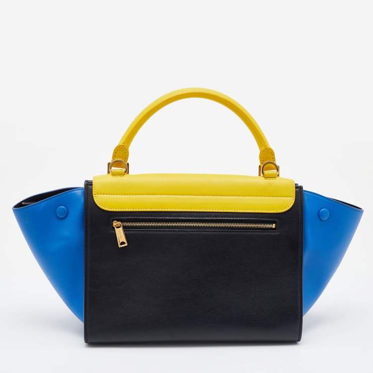 Pre Owned Celine Tri Color Leather Small Trapeze Bag