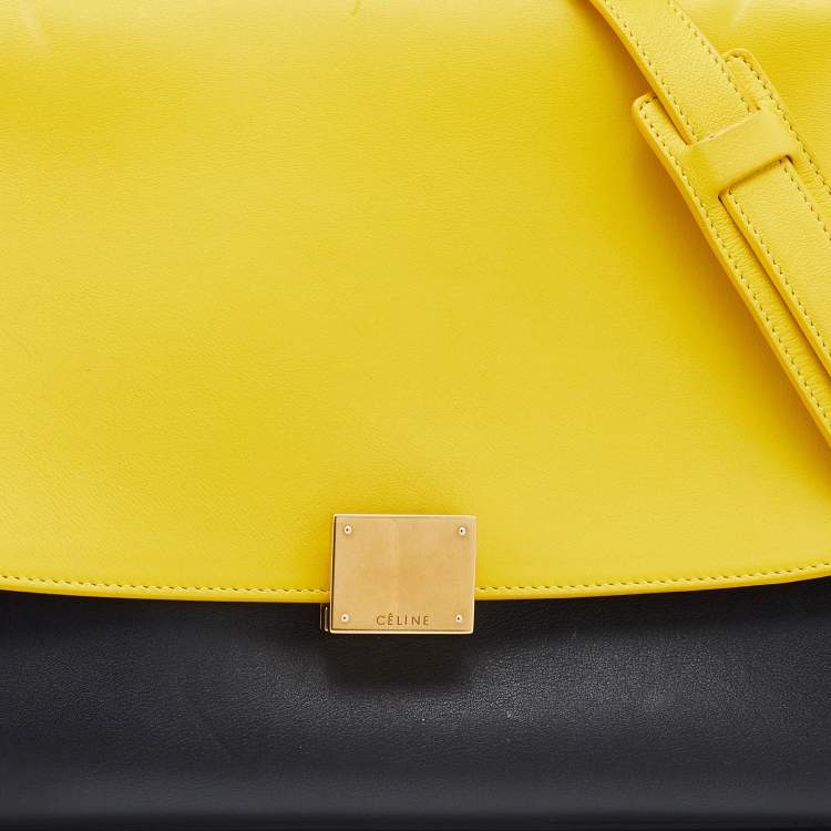 Pre Owned Celine Tri Color Leather Small Trapeze Bag