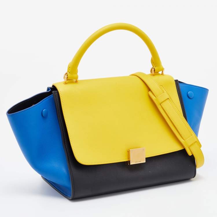 Pre Owned Celine Tri Color Leather Small Trapeze Bag