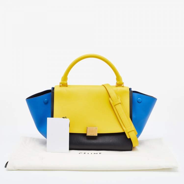 Pre Owned Celine Tri Color Leather Small Trapeze Bag
