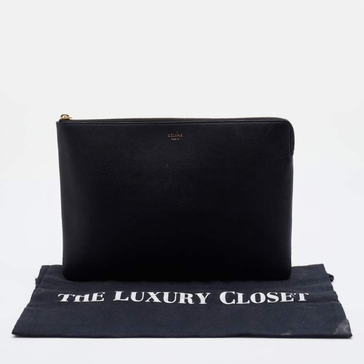 Pre Owned Celine Black Leather Zip Pouch