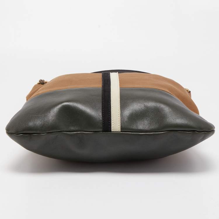 Pre Owned Celine Tricolor Leather and Suede Racer Stripe Hobo